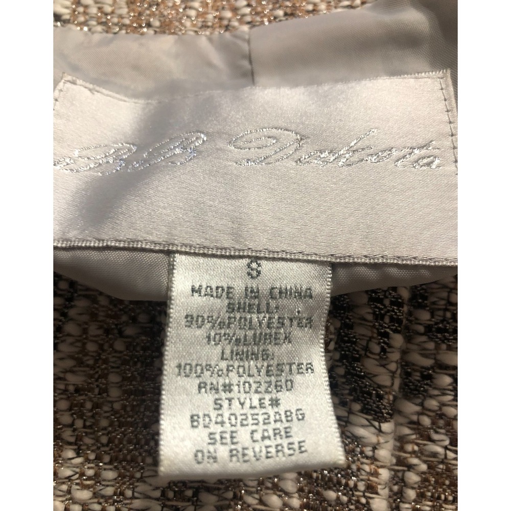 BB DAKOTA Lined TAN/METALLIC BROCADE TWEED 2-Buttons CARDIGAN JACKET Sz S - Picture 7 of 8
